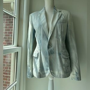 Ralph Lauren Runway Distressed Denim Blazer Size 10